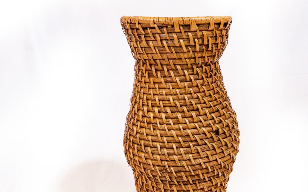Brown Rattan Vase