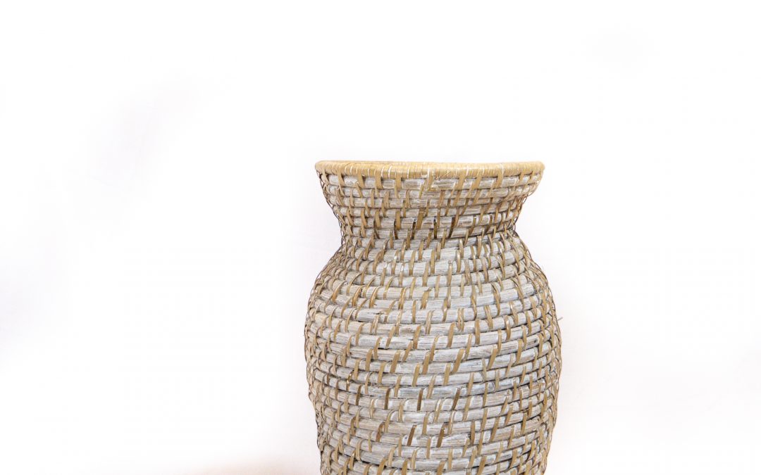 White Rattan Vase